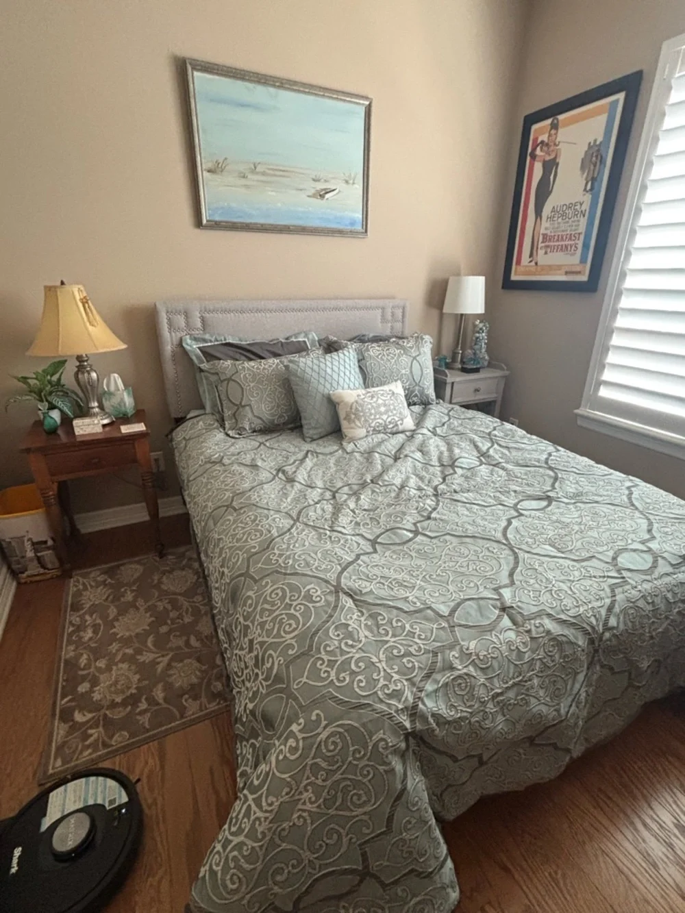 Madison Park Aqua, Grey, and White Embroidered Scroll 9 piece QueenComforter Set